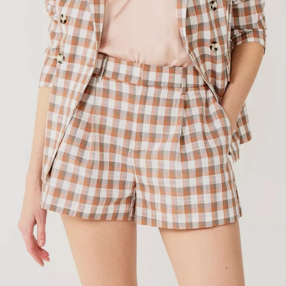 🆕️ NINE WEST Mocha Frosted Plaid High Rise Walking Shorts SIZE: 1X